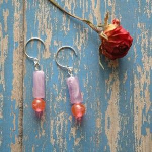 Vintage Purple Lucite Exclamation Point Earrings